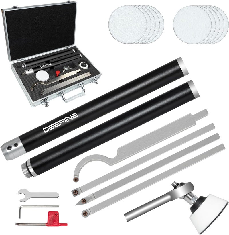 DEEFIINE Carbide Tip Wood Lathe Turning Tool set With Bowl Sander, Lathe Roughing and Finishing Hollowing Tool Interchangeable Aluminum Alloy Handle with 4pcs Carbide Inserts For Woodturning（Black） - Image 1